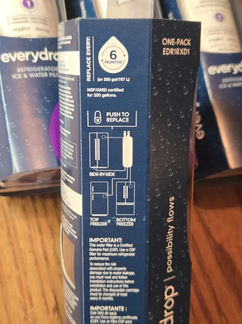 EveryDrop #1  Refrigerator Ice and Water Filter ΕDR1RXD1 New SEALED Lot Of 4